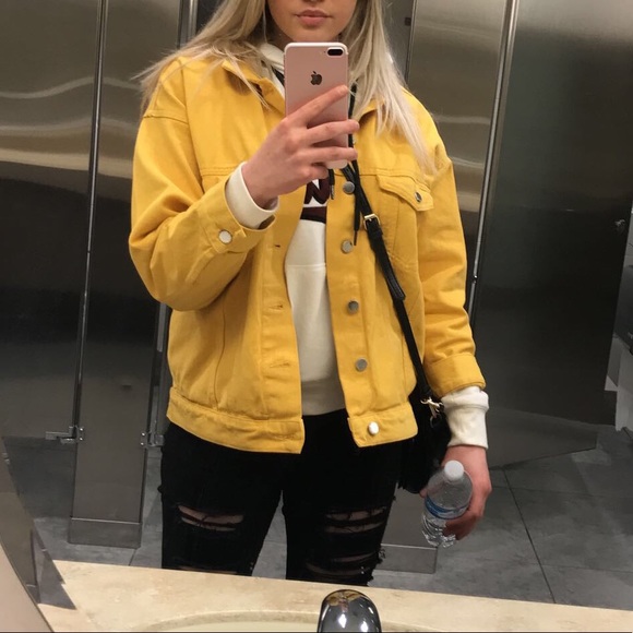 yellow jean jacket womens